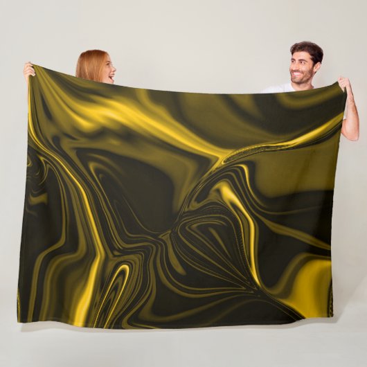 茶色のイメージ上の黄色または金ゴールドカーブ フリースブランケット (インサイチュ)