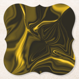 茶色のイメージ上の黄色または金ゴールドカーブ ペーパーコースター
