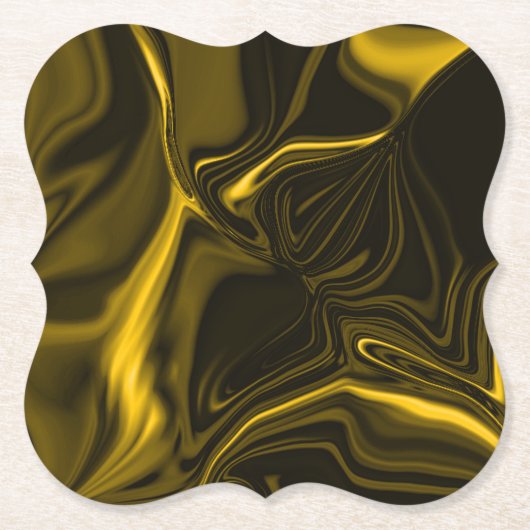 茶色のイメージ上の黄色または金ゴールドカーブ ペーパーコースター (正面)