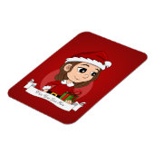 茶色のウェーブのかかった髪のクリスマス少女 マグネット (左側)