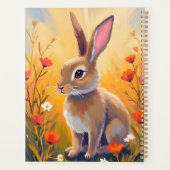 茶色のウサギの花の野原の動物の絵 プランナー手帳 (裏面)