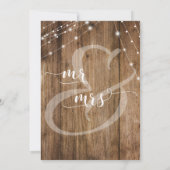 茶色のウッドライト結婚のお祝い書 招待状 (裏面)