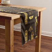 茶色のエジプトの装飾的なパターン金ゴールド ショートテーブルランナー (インサイチュ)