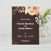 茶色のエレガントな結婚式の招待状 招待状 (スタンド正面)