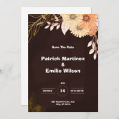 茶色のエレガントな結婚式の招待状 招待状 (正面/裏面)