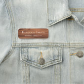 茶色のエレガントチーク木目の木目の名前とタイトル 名札 (インサイチュ)