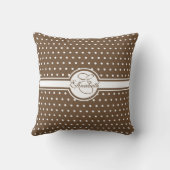 茶色のエレガントモノグラムの白水玉模様 クッション (裏面)