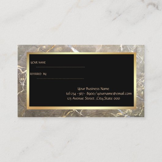 茶色のエレガント大理石、フレーム紹介カード 紹介カード (裏面)