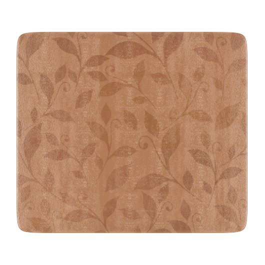 茶色のエレガント抽象芸術紅葉パターン カッティングボード (正面)