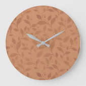 茶色のエレガント抽象芸術紅葉パターン ラージ壁時計 (正面)