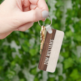 茶色のエレガント木のテクスチャモダンスタイルモノグラム キーホルダー