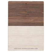 茶色のエレガント木のテクスチャモダンスタイルモノグラム クリップボード (裏面)