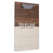 茶色のエレガント木のテクスチャモダンスタイルモノグラム クリップボード (右)