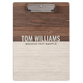 茶色のエレガント木のテクスチャモダンスタイルモノグラム クリップボード