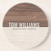 茶色のエレガント木のテクスチャモダンスタイルモノグラム コースター (正面)