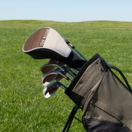 茶色のエレガント木のテクスチャモダンスタイルモノグラム ゴルフヘッドカバー