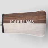 茶色のエレガント木のテクスチャモダンスタイルモノグラム ゴルフヘッドカバー (正面)