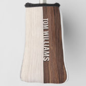 茶色のエレガント木のテクスチャモダンスタイルモノグラム ゴルフヘッドカバー (回転90)