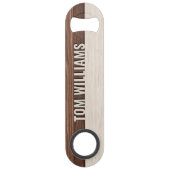 茶色のエレガント木のテクスチャモダンスタイルモノグラム スピード栓抜き (正面)