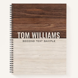 茶色のエレガント木のテクスチャモダンスタイルモノグラム ノートブック