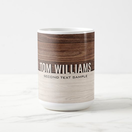茶色のエレガント木のテクスチャモダンスタイルモノグラム モーフィングマグカップ (中央)