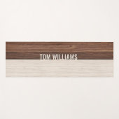 茶色のエレガント木のテクスチャモダンスタイルモノグラム ヨガマット (正面(横))