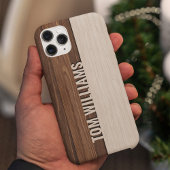 茶色のエレガント木のテクスチャモダンスタイルモノグラム Case-Mate iPhoneケース