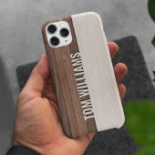 茶色のエレガント木のテクスチャモダンスタイルモノグラム Case-Mate iPhoneケース