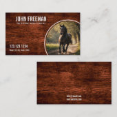 茶色のエレガント木のテクスチャ馬の写真ウマ科の 名刺 (正面/裏面)