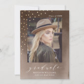 茶色のエレガント水彩写真卒業 案内状 (正面)