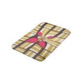 茶色のエレガント白アイボリーフローラダイヤストライプモンド バスマット (アングル)