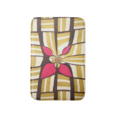 茶色のエレガント白アイボリーフローラダイヤストライプモンド バスマット (正面縦)