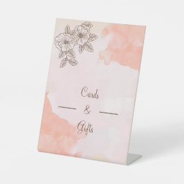 茶色のエレガント結婚式のカードとギフト 台座サイン