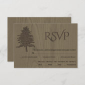 茶色のエンボス木セピア木婚式RSVPカード 出欠カード (正面/裏面)