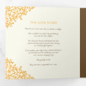 茶色のオレンジ色のモノグラム献身写真結婚の写真 三つ折りプログラム (内部最初)