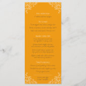 茶色のオレンジ色の植物葉スケッチモノグラム結婚ズ メニュー (裏面)