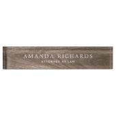 茶色のオークエレガント材の木目 デスクネームプレート (正面)