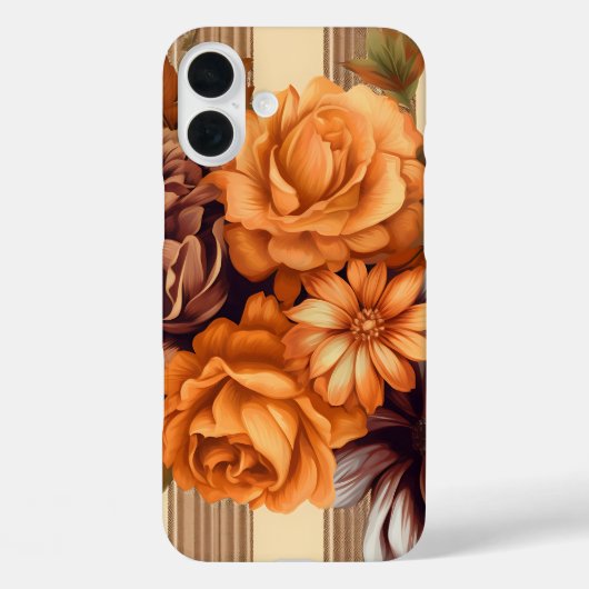 茶色のオータム アスターの花の格子縞模様 Case-Mate iPhoneケース (裏面)