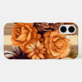 茶色のオータム アスターの花の格子縞模様 Case-Mate iPhoneケース (裏面 (横))