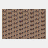 茶色のカウボーイホース ラッピングペーパーシート (正面)