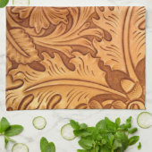 茶色のカウボーイ素朴ファッション西部革 キッチンタオル (折り畳み)