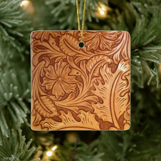 茶色のカウボーイ素朴ファッション西部革 セラミックオーナメント (ツリー)