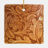 茶色のカウボーイ素朴ファッション西部革 セラミックオーナメント (裏面)