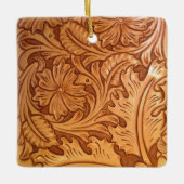 茶色のカウボーイ素朴ファッション西部革 セラミックオーナメント (正面)