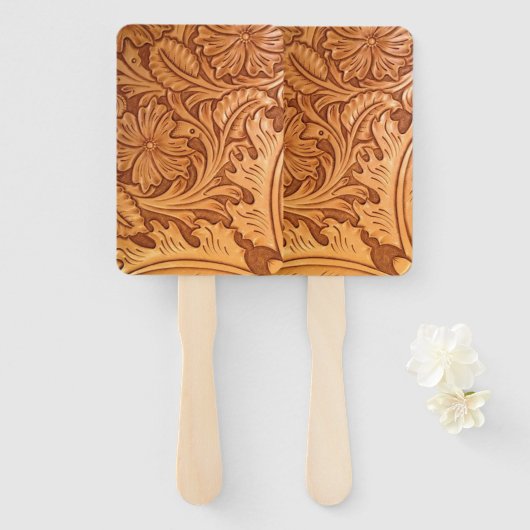 茶色のカウボーイ素朴ファッション西部革 ハンドファン (正面&裏面)