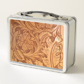 茶色のカウボーイ素朴ファッション西部革 メタルランチボックス (裏面)