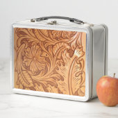 茶色のカウボーイ素朴ファッション西部革 メタルランチボックス (インサイチュ)