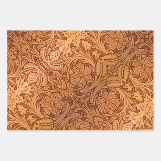 茶色のカウボーイ素朴ファッション西部革 ラッピングペーパーシート (正面3)