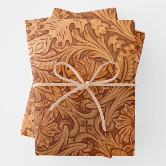 茶色のカウボーイ素朴ファッション西部革 ラッピングペーパーシート (インサイチュ)