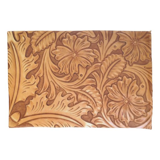 茶色のカウボーイ素朴ファッション西部革 枕カバー (正面)